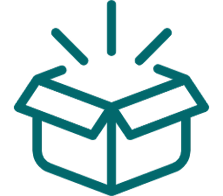 Icona scatola con prodotti vari